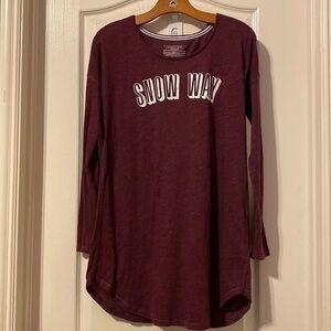 Victoria Secret’s Snow Way Glitter Maroon Pajama Sleep Shirt Size XS VGUC